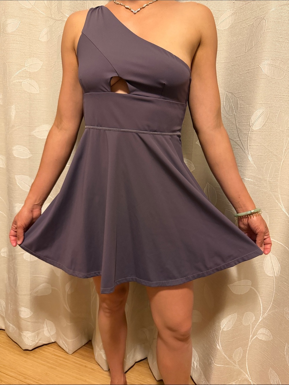 SHEIN One-Shoulder Plum Fit-and-Flare Dress
